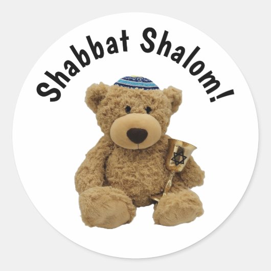 Shabbat Shalom Teddy Bärenaufkleber Runder Aufkleber (Vorderseite)