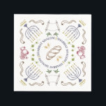 Shabbat Shalom Traditioneller Cocktail Napkins Serviette<br><div class="desc">Eklectisches biblisches Motiv-Muster auf Cocktailservietten.</div>