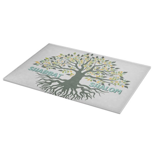 Shabbat Shalom Tree of Life Challah Schneidebrett (Ecke)