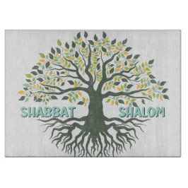 Shabbat Shalom Tree of Life Challah Schneidebrett