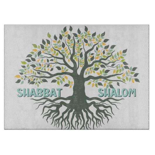 Shabbat Shalom Tree of Life Challah Schneidebrett (Vorderseite)