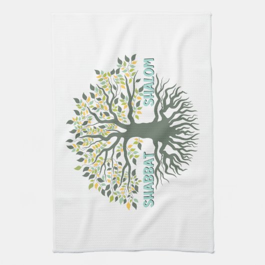 Shabbat Shalom Tree of Life Ez Hachaim Jüdischer Geschirrtuch (Vertikal)