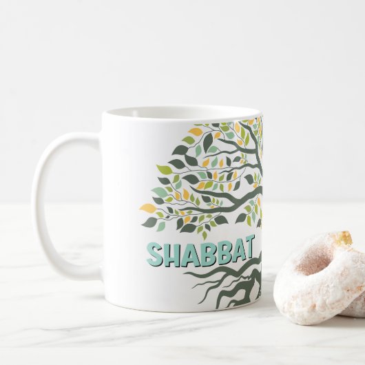 Shabbat Shalom Tree of Life Ez Hachaim Jüdischer Kaffeetasse (Mit Donut)