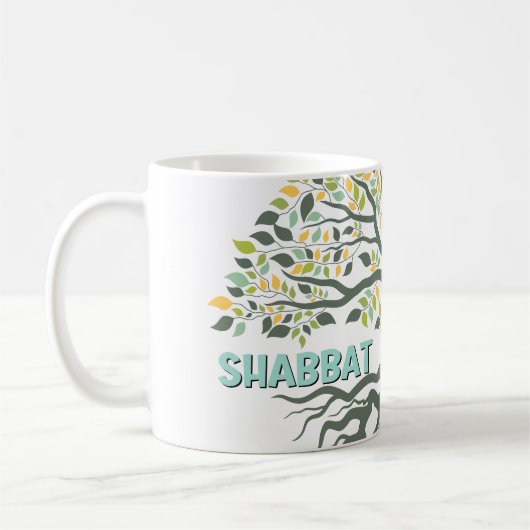 Shabbat Shalom Tree of Life Ez Hachaim Jüdischer Kaffeetasse (Links)