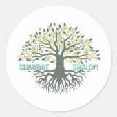 Shabbat Shalom Tree of Life Ez Hachaim Jüdischer Runder Aufkleber (Vorderseite)