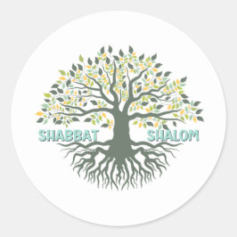 Shabbat Shalom Tree of Life Ez Hachaim Jüdischer Runder Aufkleber