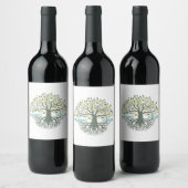 Shabbat Shalom Tree of Life Ez Hachaim Jüdischer Weinetikett (Flaschen)