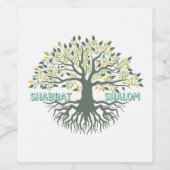 Shabbat Shalom Tree of Life Ez Hachaim Jüdischer Weinetikett (Einzelnes Label)