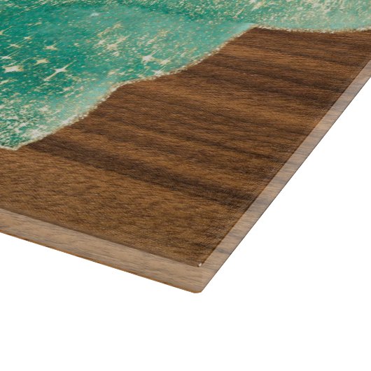 Shabbat und Yom Tov türkisfarbenes Marmorglas Schneidebrett (Ecke)