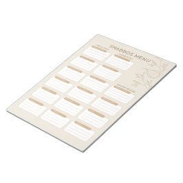 Shabbos Menu Planner 2024 der beschäftigten jüdisc Notizblock