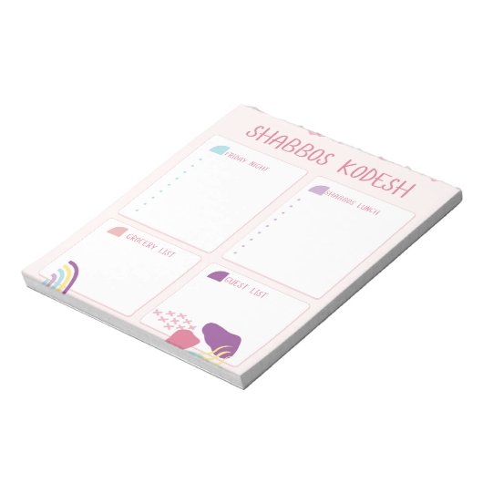 Shabbos Menüplaner Notizblock (Rotiert)