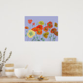 Shabby Aqua Orange Red Watercolor Lavender Poppy Poster (Küche)