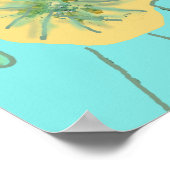 Shabby Aqua Orange Red Watercolor Mohn Art Poster (Ecke)