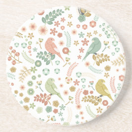 Shabby Birds & Branchen White Getränkeuntersetzer