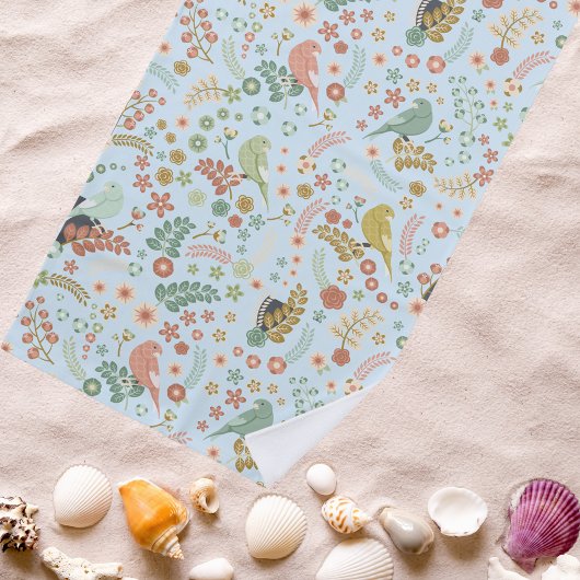 Shabby Birds & Branches Blue Strandtuch