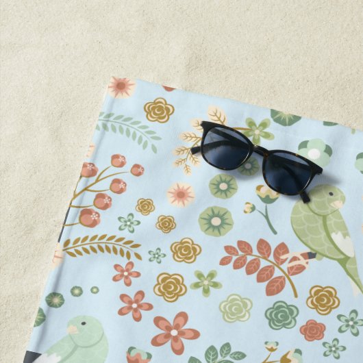 Shabby Birds & Branches Blue Strandtuch (Beispiel)