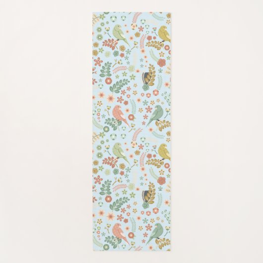 Shabby Birds & Branches Blue Yogamatte (Vorderseite)