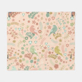 Shabby Birds & Branches Pastel Lachs Fleecedecke (Vorderseite (Horizontal))