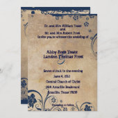 Shabby Blue Lace und Parchment Hochzeit Einladunge Einladung (Vorne/Hinten)