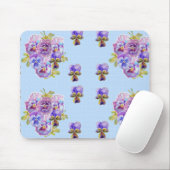 Shabby Blue Pansy floral Computer Maus Mat Pad Mousepad (Mit Mouse)