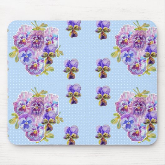 Shabby Blue Pansy floral Computer Maus Mat Pad Mousepad (Vorne)