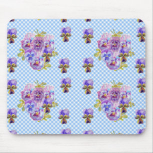 Shabby Blue Pansy floral Computer Maus Mat Pad Mousepad