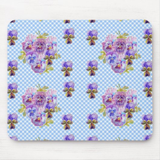 Shabby Blue Pansy floral Computer Maus Mat Pad Mousepad (Vorne)