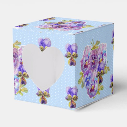 Shabby Blue Pansy Floral Dot Party Cake Fevor Box Geschenkschachtel (Vorderseite)