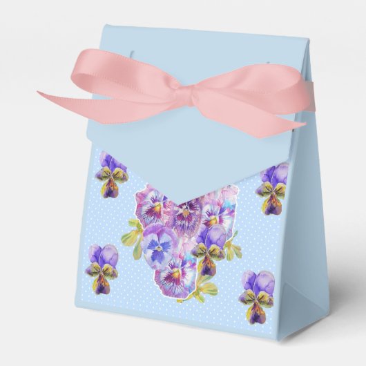 Shabby Blue Pansy Floral Tee Party Cake Gefallen B Geschenkschachtel (Vorderseite)