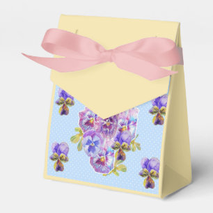 Shabby Blue Pansy Floral Tee Party Cake Gefallen B Geschenkschachtel