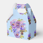 Shabby Blue Pansy Floral Wedding Cake Favor Box Geschenkschachtel (Rückseite)