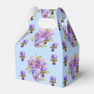 Shabby Blue Pansy Floral Wedding Cake Favor Box Geschenkschachtel
