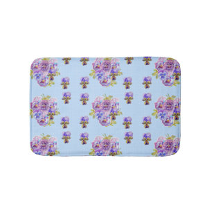 Shabby Blue Pansy viola Blume Bath Mat Badematte