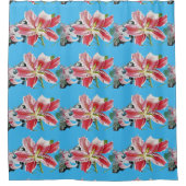 Shabby Blue Red Lily Blume Blumendusche Vorhang (Vorderseite)
