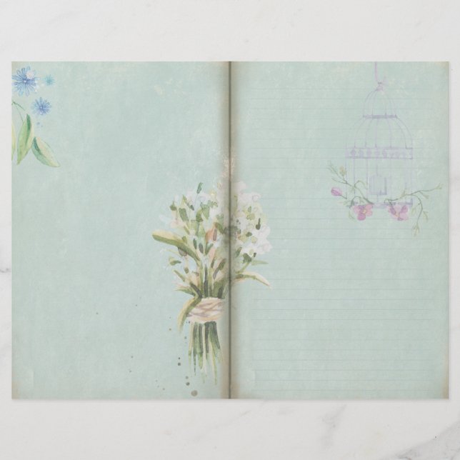 Shabby Blue Vintag Floral Journal-Seite (Vorderseite)