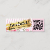 Shabby Blush Rose & Goldene Einflüsse QR Mini Visitenkarte (Vorderseite)