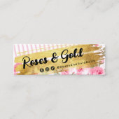 Shabby Blush Wasserfarbe Rose & Goldene Verabredun Mini Visitenkarte (Vorderseite)