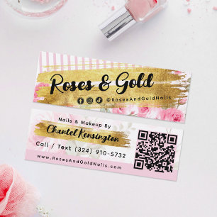 Shabby Blush Watercolor Rose Gold QR Code Mini Visitenkarte