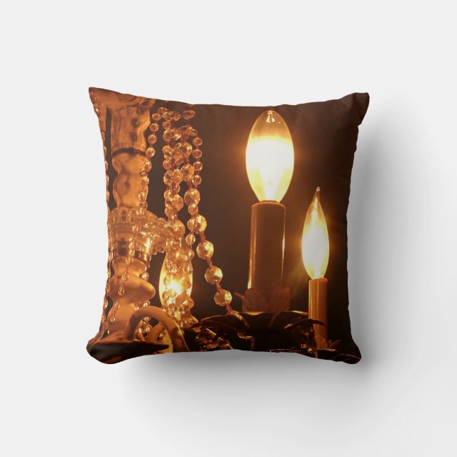 Shabby Chandelier Bling 2-Gold-Sq THROW PILLOW Kissen (Vorderseite)