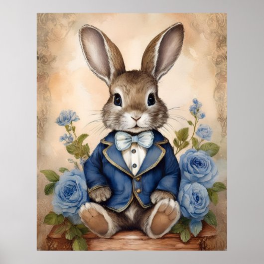 Shabby Chic Antique Rabbit Boy Poster (Vorne)