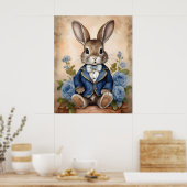 Shabby Chic Antique Rabbit Boy Poster (Küche)