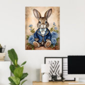 Shabby Chic Antique Rabbit Boy Poster (Heimbüro)