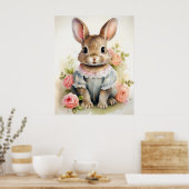 Shabby Chic Antique Rabbit Girl Poster (Küche)