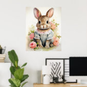 Shabby Chic Antique Rabbit Girl Poster (Heimbüro)