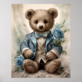 Shabby Chic Antique Teddy Boy Poster