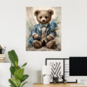 Shabby Chic Antique Teddy Boy Poster (Heimbüro)