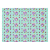 Shabby Chic Aqua Stripe Pansy Floral Tablette Tischdecke (Vorderseite (Horizontal))