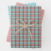 Shabby Chic Aquamarin Blau Rose Rosa Streifen Geschenkpapier Set (Beispiel)