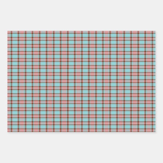 Shabby Chic Aquamarin Blau Rose Rosa Streifen Geschenkpapier Set (Vorderseite)