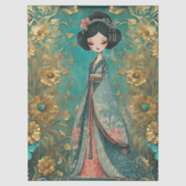 Shabby Chic Aquamarin Floral Geisha Craft Seidenpapier